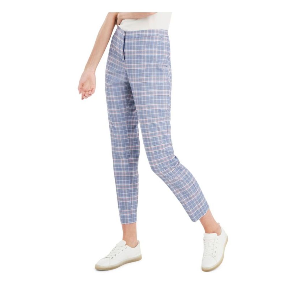 RILEY&RAE Womens Blue Plaid Cropped Pants 14